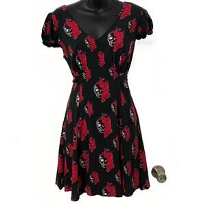 Royal Bones By Tripp NYC Med. Red Head Skull Dress Whimsigoth Red Hot Topic Mini